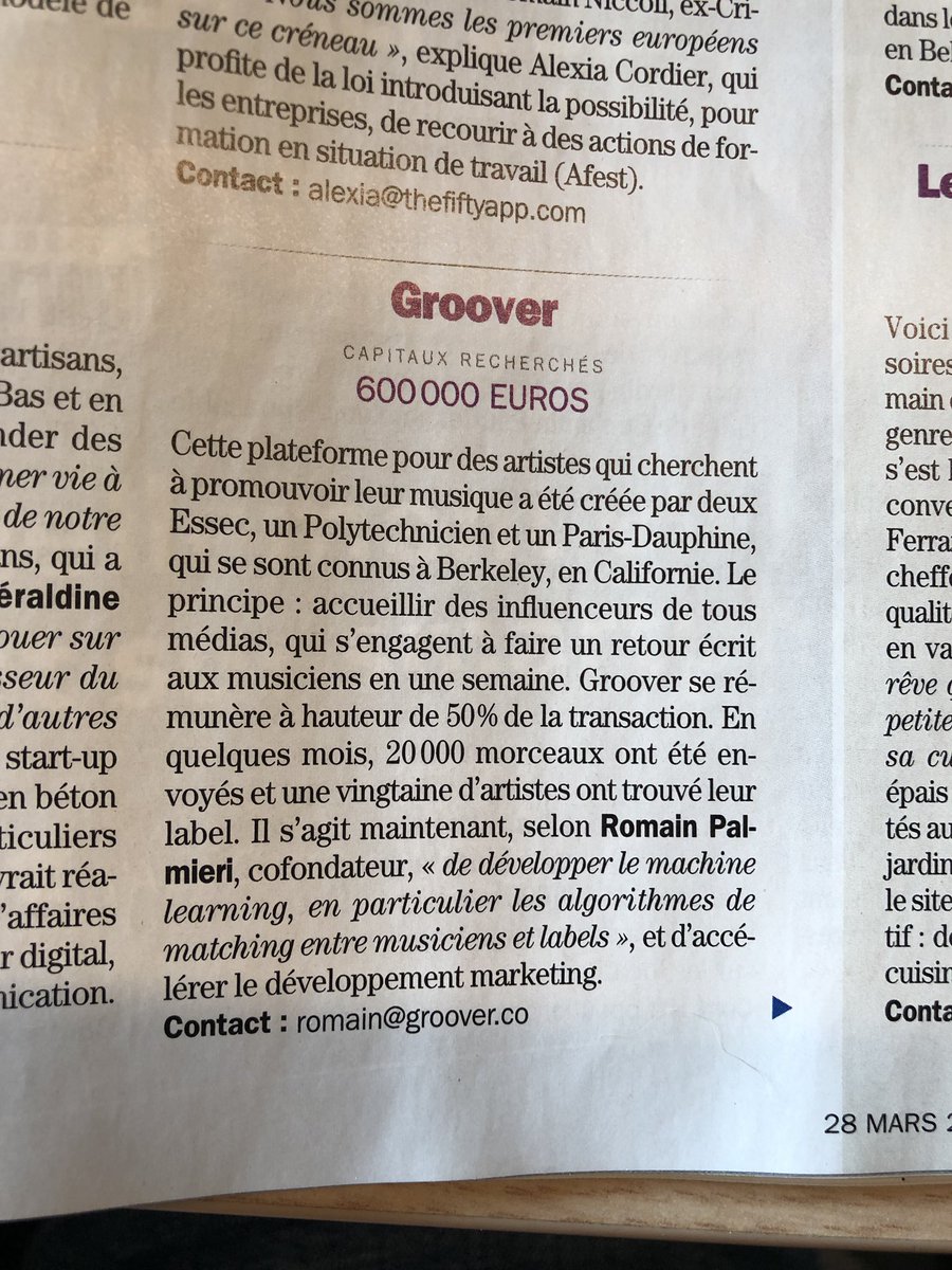 TechstarsParis's tweet photo. Au cas où vous l’auriez raté : @HeyGroover fait partie des 100 Startups où investir de @Challenges ! Congrats @romainpalmieri @DorianPerron 😎🔥🔥🔥🚀 #TsAlumni https://t.co/P6DYBfIdoe