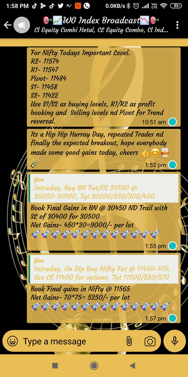 vivekshukla4444's tweet photo. Nthng can be better than Expiry Trade !! My earlier Tweet fr going long & calls we gave today are the best testimonial !!
Cheers to all achievers.
Call/Msg us @ 9198544444/8400999966 nd subscribe us nd get similar calls.
#nifty #Banknifty #yrade #sensex #markets @Wealth_Guru_ https://t.co/aHlVwJMKKe