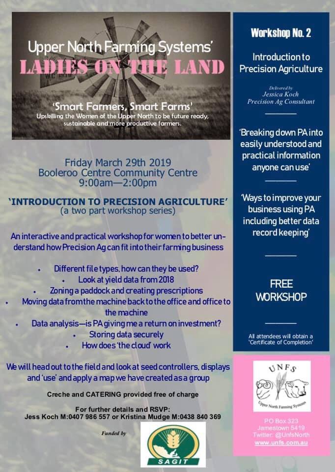 JKBreezyHillAg's tweet image. Precision Ag workshop for women on tomorrow in Booleroo Centre. Still room for a couple more if keen! Looking forward to seeing some new faces! @LadiesOnTheLand @SAGrainTrust #PA #seedingprep #mapanalysis #reflecton2018