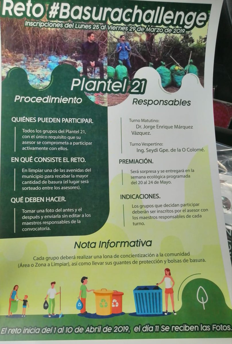 CobatabP21's tweet photo. En el #Plantel21 nos unimos al reto #BasuraChallenge orgullosamente @CobatabJoven https://t.co/WqR6gu4I2L
