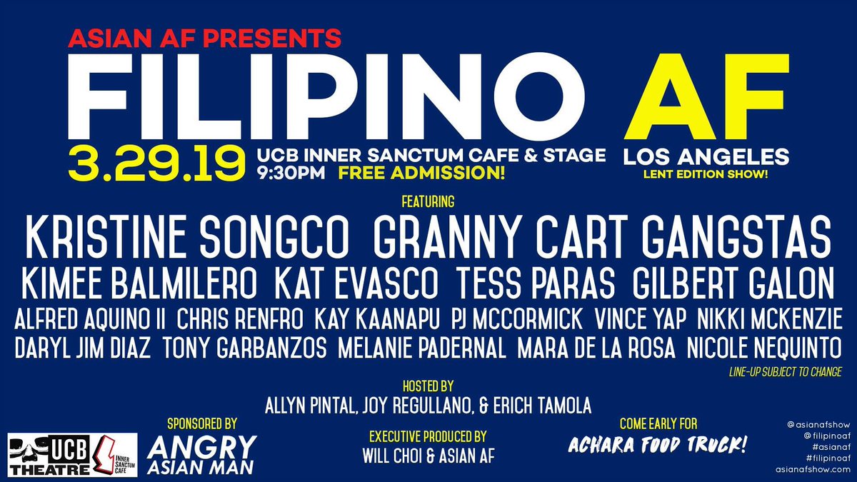 STACKbeezy's tweet photo. Yo! @GCGangstas will be joining Filipino AF this Friday in LA! FREE SHOW at the UCB Inner Sanctum Cafe &amp; Stage - 9:30pm. We’re sharing the stage with our fellow @bindlestiff_sf sista @laughswithkat. #fromtheBaytoLA #miniwestcoasttour #westsidegrannies #grannycartgangstas https://t.co/HbQvG3lVWG