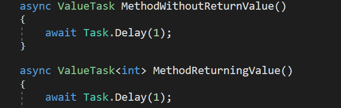 CSharpToday's tweet photo. New blog: Discovering C# 7.0 – Generalized async return types https://t.co/nbLUh016mv Before C# 7 every async method had to return Task, Task<T> or void. The new C# version extends the range of returned types #csharp #csharp7 #async #valuetask https://t.co/0WqnSrziBJ