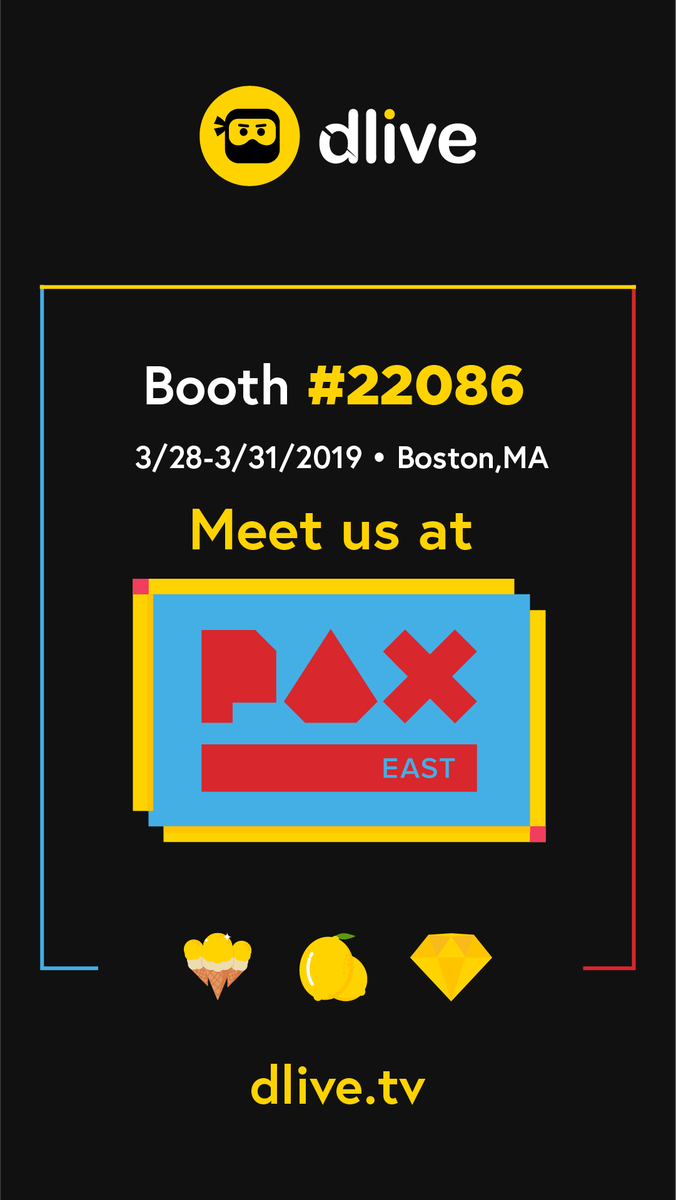 OfficialDLive's tweet photo. Join us at PAX East Tomorrow! 💛

We can't wait to meet our valued community members and ambassadors at the event, located at Booth #22086 #PAXEast #DLiveTV https://t.co/FkEzM9hne5