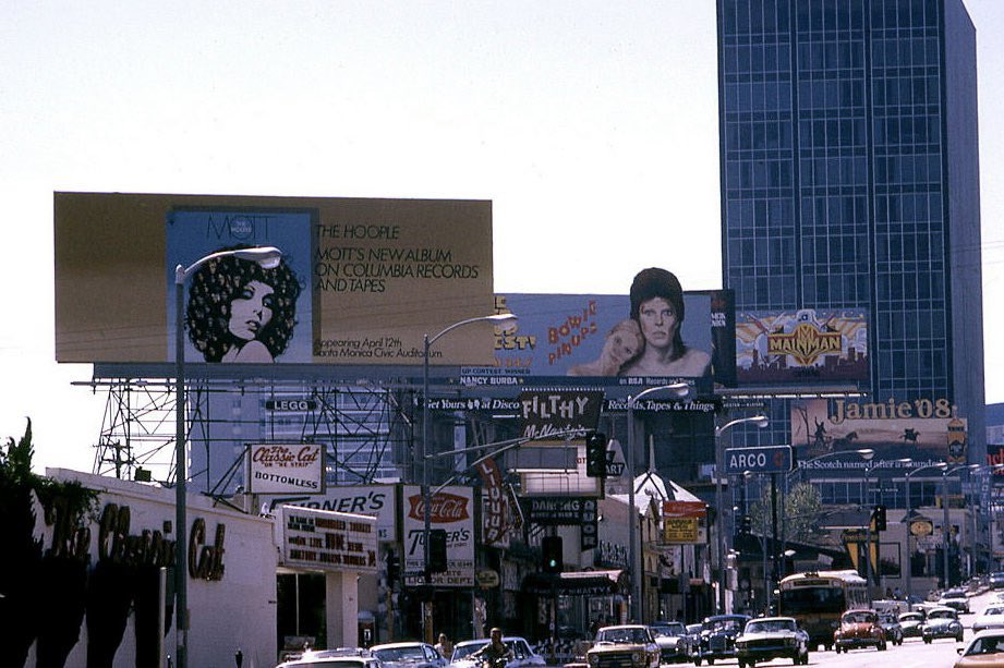 Sunset Strip in the 1940s & the 1970s. 