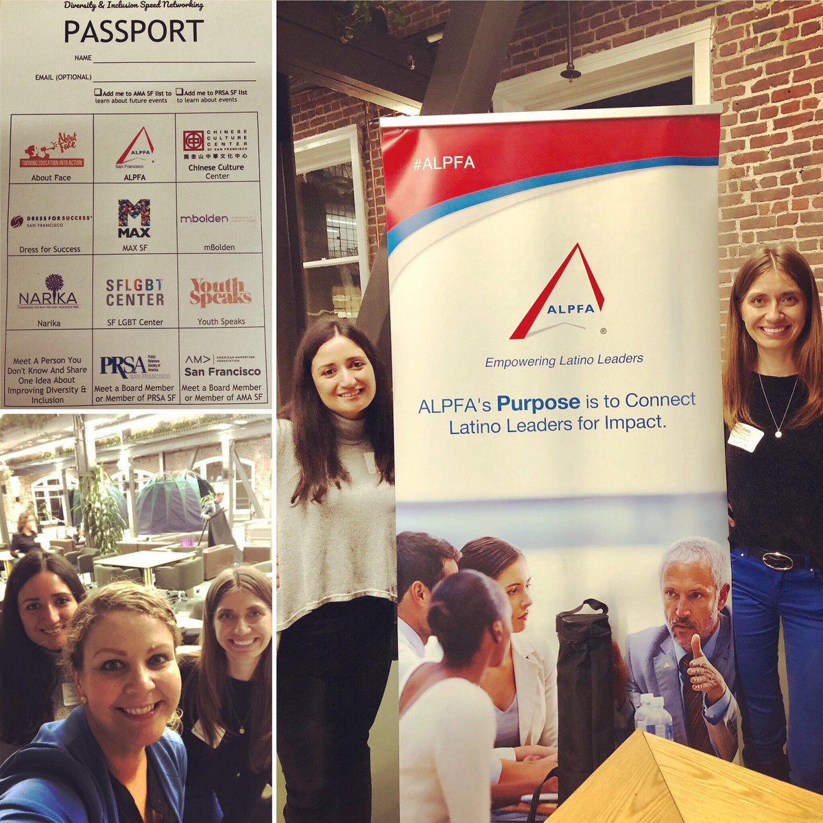 SFALPFA's tweet photo. We had a wonderful time engaging with the Bay Area community at tonight’s Diversity &amp; Inclusion Speed Networking event hosted by our friends at @SFAMA and @PRSASF 
We were honored to represent Latinxs in the Bay!! #diveristy #inclusion #SFALPFA https://t.co/Z2sneVFmpn