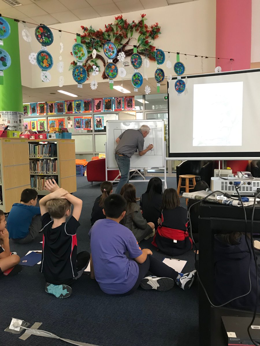 Visiting author/illustrator Eric Rohmann has been a wonderful guest.  Students and teachers enjoyed learning from him all week!  Today I learned how he uses primary sources as ideas for stories. #aisgz #ericrohmann