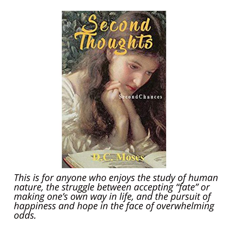 authordcmoses's tweet photo. “Second Thoughts: Second Chances” by D. C. Moses

Grab it on major online bookstores. Click here: https://t.co/TTPv3z13BT

#Novel #ToplinkPublishing #SecondThoughts https://t.co/IuchEnj5Er