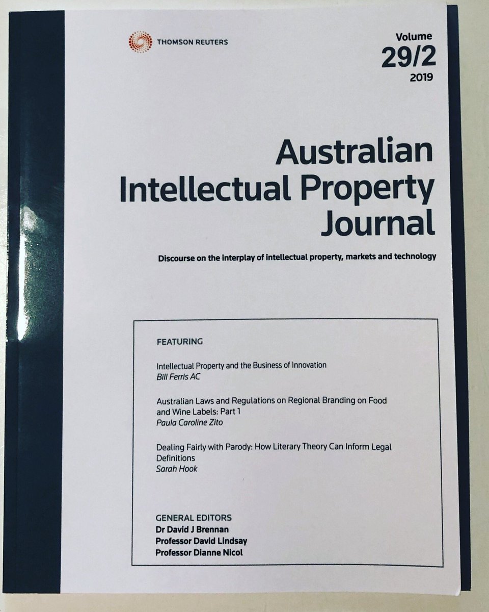 Yay arrived in print! My latest in the AIPJ #lawandliterature #parody #copyright #fairdealing #intellectualproperty