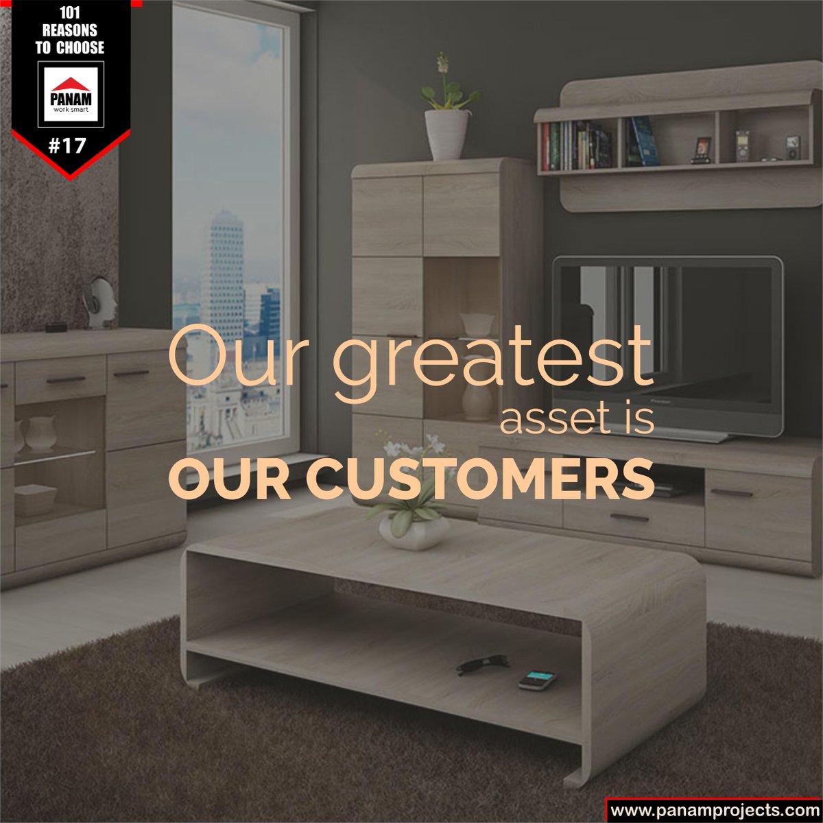 PanamProjects's tweet image. You have 101 Reason to choose Panam Project. Here is Reason #17 "Our great asset is our customers"
Learn more: panamprojects.com

#ModularFurniture #PanamProjects #takingcarewithlove #OfficeChair #officeFurniture #101Reason #reason17