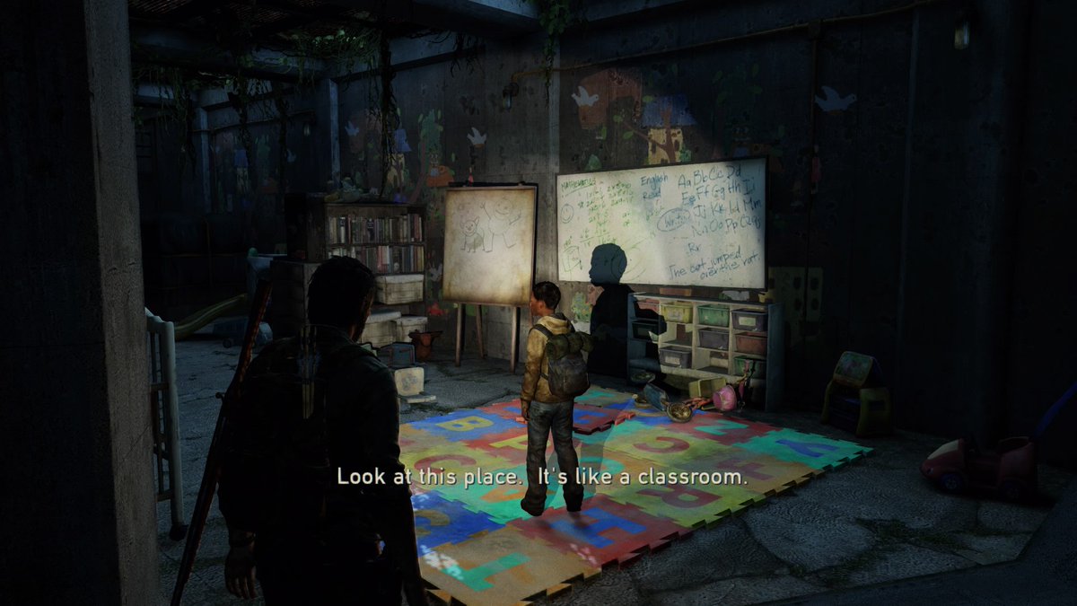 ms24_TLOU's tweet photo. Appears paradoxical to me that – on the one hand – the one and only goal of these people was presumably to survive the day, but - on the other hand - they send their kids to school. Didn’t consider until now that Ellie could have possibly attended school. #PlayingWithTheEnd19 https://t.co/d5smskq0xW