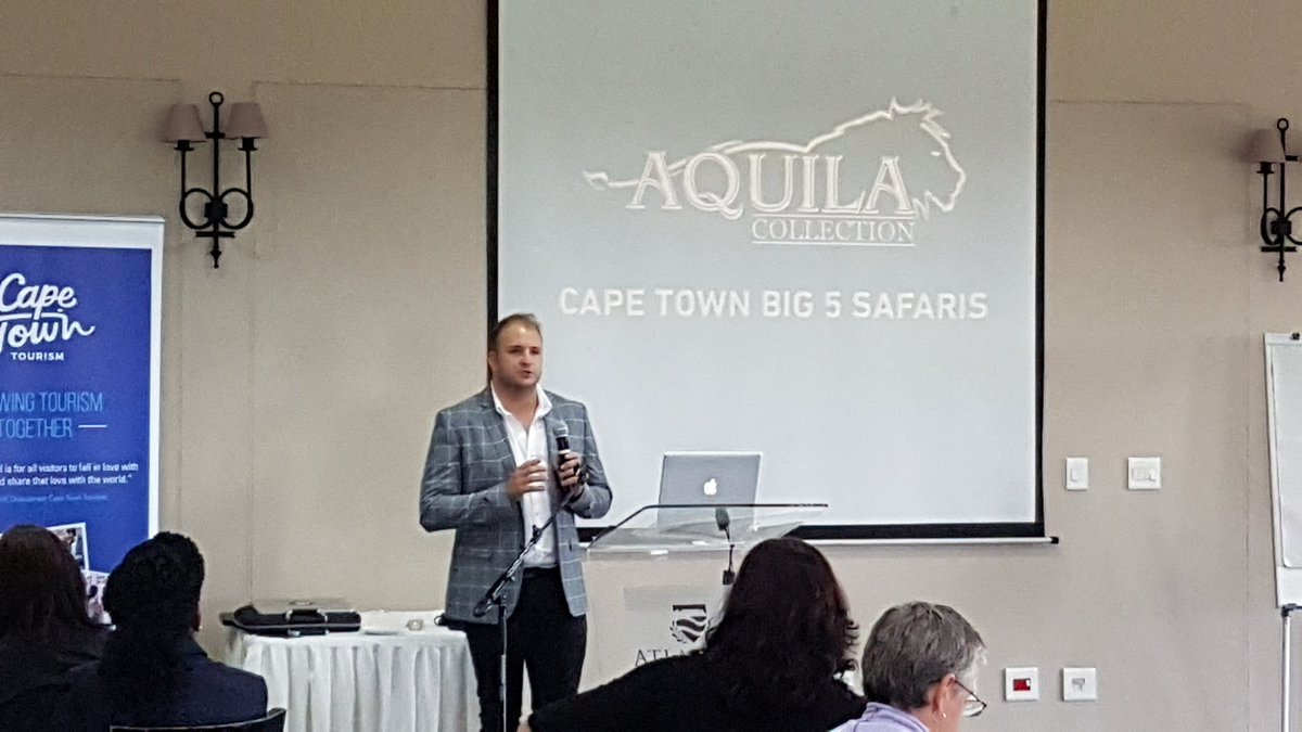 CapeTownTourism's tweet photo. @AquilaSafaris's very own Johan van Schalkwyk telling #CttMembers what they're all about. #CttConnect https://t.co/xZSPivuIiV
