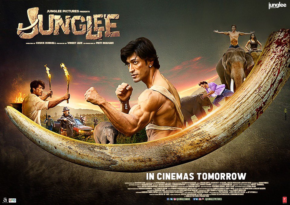 An adventurous journey awaits! Catch #Junglee in cinemas tomorrow. 🐘

#NewPoster @JungleeMovie #ChuckRussell @VidyutJammwal @IAmPoojaSawant @StarAshaBhat