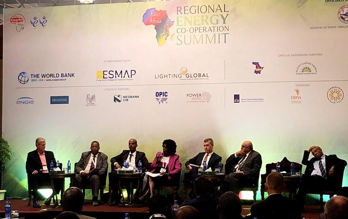 MikePeo's tweet photo. The Regional Energy Co-operation Summit in Addis Ababa discussing opportunities for private sector involvement in regional integration strategies. #RECS2019 @EnergyNet_Ltd @NedbankCIB https://t.co/84jGX4tprH