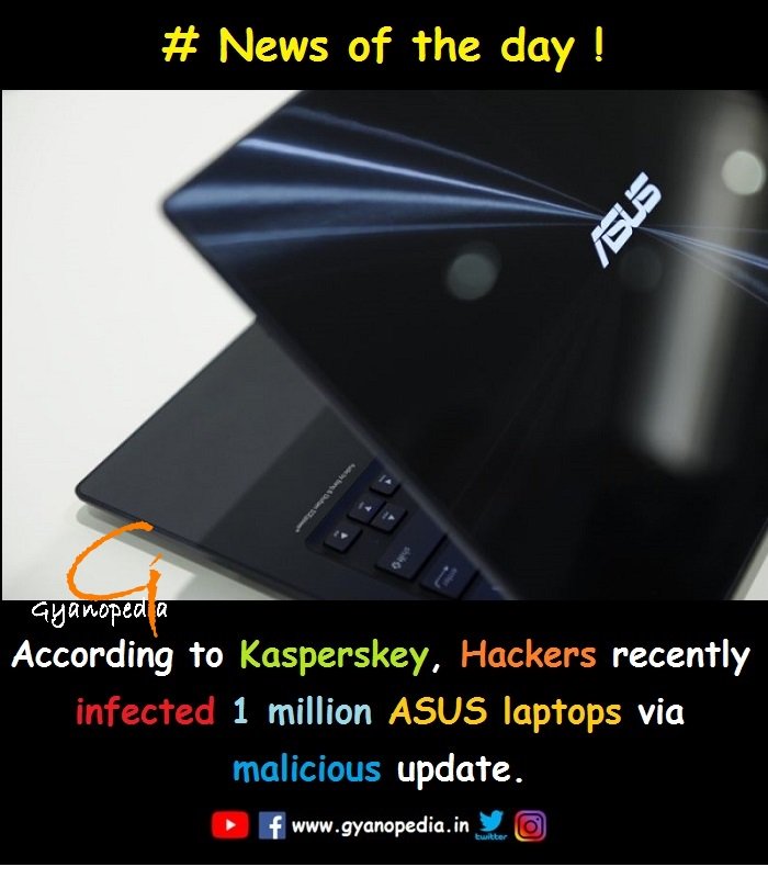 gyanopedia's tweet photo. According to kasperskey, Hackers recently infected 1 million ASUS laptops via malicious update.
#kasperskey, #Hackers #infected #1 #million #ASUS #laptops #malicious #update #knowledge #facts #grow #keep #share #follow #viral #trending #trend https://t.co/8RnDf5zlsL