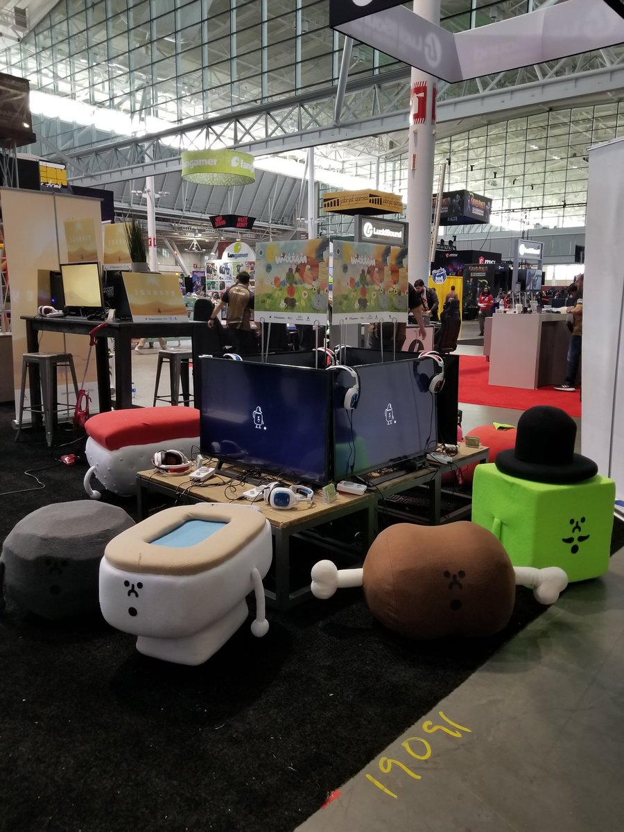 funomena's tweet photo. Hey PAX East!!! Get your #wattam on at @A_i's booth, Mayor and the denizens of Spring are waiting to meet you. They also double as a comfy spot to take a load off and enjoy some co-op whimsy! https://t.co/G7t77hNJii