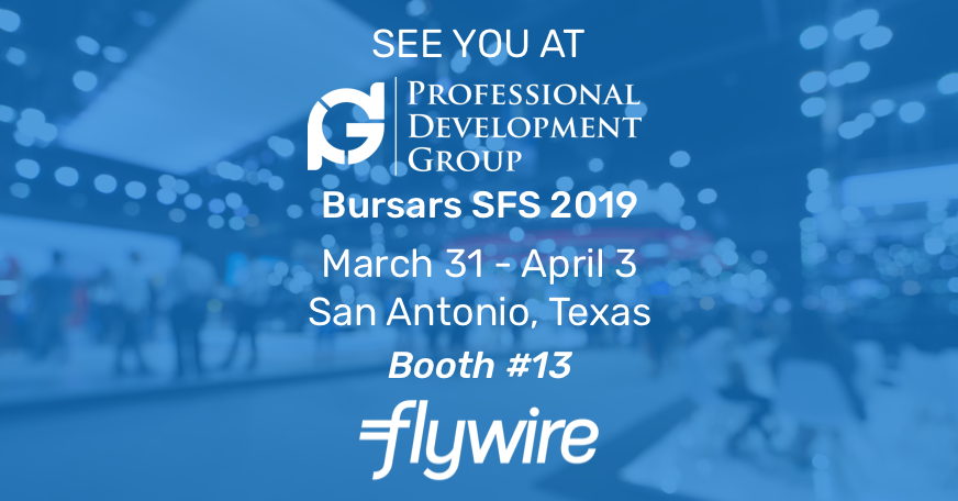 Flywire's tweet photo. Flywire will be at @PDGprodev Bursars SFS conference starting this weekend with our #FlyForum workshop featuring @bradwaldron! Make sure to stop by our booth to learn more about our comprehensive receivables solution. #FlywireEDU #paymentssolved #bursars https://t.co/cn8WzYO9Ox
