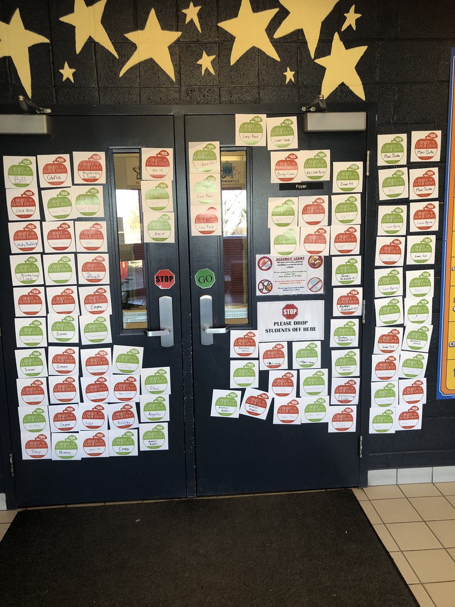 Topsail_Elem's tweet photo. Amazing support for #sharealunch campaign at TES! Our students have proudly displayed them in our foyer. #lunchmatters. @NLESDCA @NLTeachersAssoc @SchoolLunchAssn https://t.co/YWOqGgLfpJ