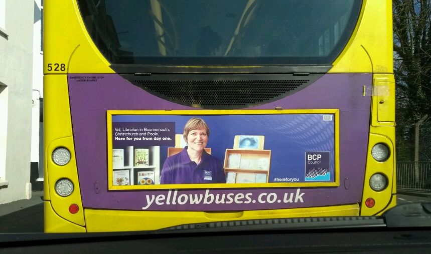 Library staff across Bournemouth, Christchurch &amp; Poole - follow the bus to your local library. #hereforyou from day one (Val says hi!) <a href="/BCPLibraries/">BCP Libraries</a>