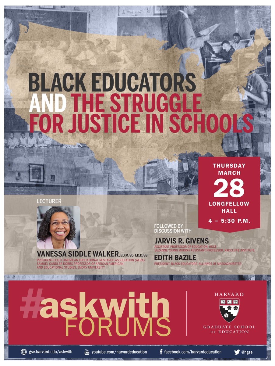 MAAHStoneBook's tweet photo. In the Boston/Cambridge area this afternoon? Make your way to Harvard's Longfellow Hall @ 4pm for a lecture and discussion featuring MAAH Stone Book Award Juror Jarvis R. Givens on Black Educators and the Struggle for Justice in Schools! #askwithForums https://t.co/S7KvW6V8XB