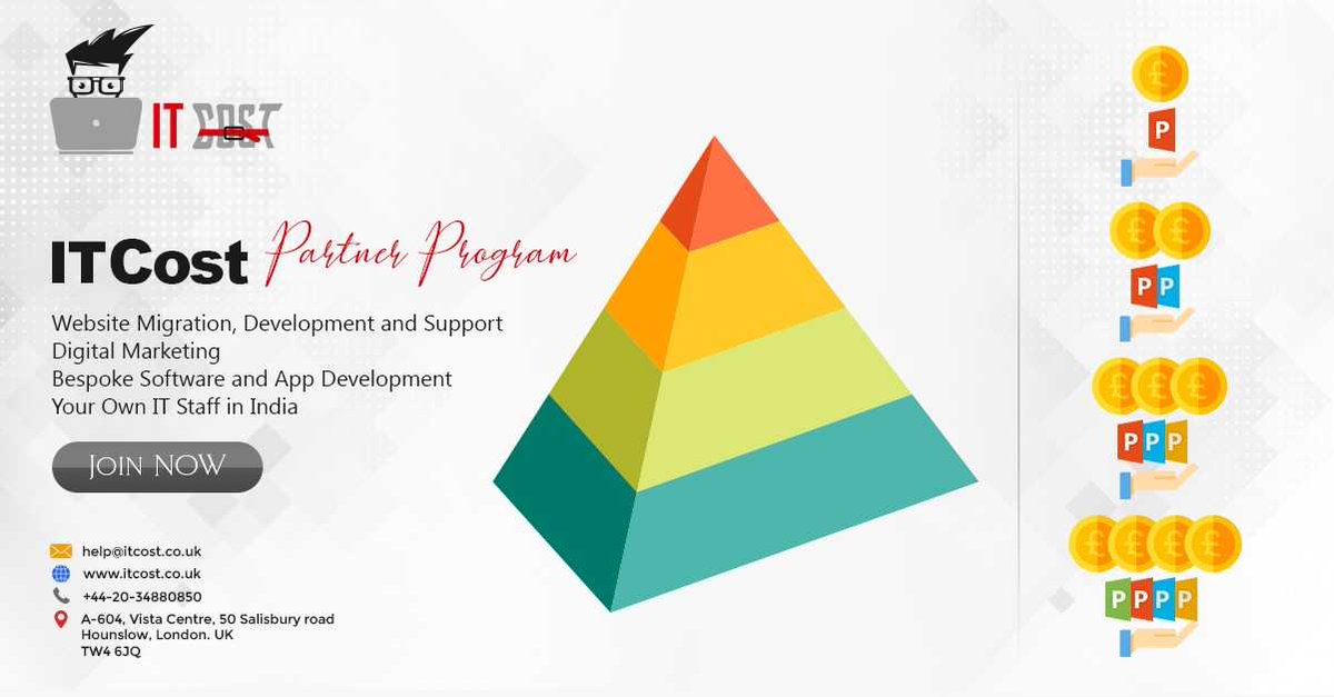 itcostuk's tweet photo. An Individual or a company who has one or more IT projects can come and partner with us and earn for every IT project you associate. Know more about the partner program at https://t.co/TsGeo9MrTe #partnerprogram #partnering #partnerdevelopment https://t.co/AV2nfLc2OR