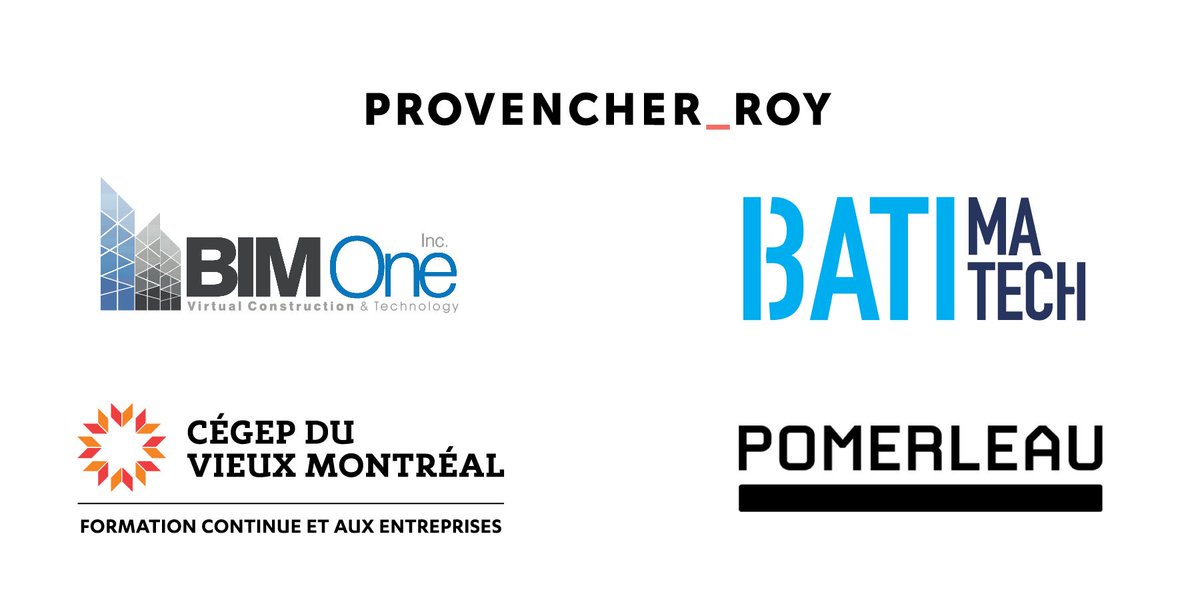 CanBIM's tweet photo. Thank you to our Montreal Supporting Event Sponsors! |Montreal - April 16-17 | @BIM_One @batimatech @cegepduvieuxmtl @Pomerleau #ProvencherRoy #CANBIMMTL19 #ArtificialIntelligence https://t.co/ejfxXmtWG7 https://t.co/xLJzWupXiF