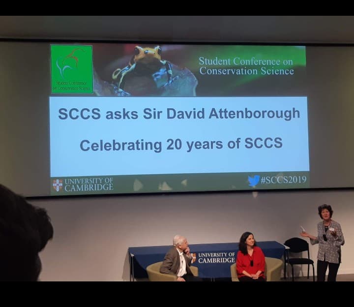 africanbioserv's tweet photo. #AfricanBioServices PhDstudent Monica Shilereyo beeing at the right conference #sscs2019 at the right time - meeting #SirDavidAttenborough  at #UniversityofCambrigde. https://t.co/BqEEl8S68h