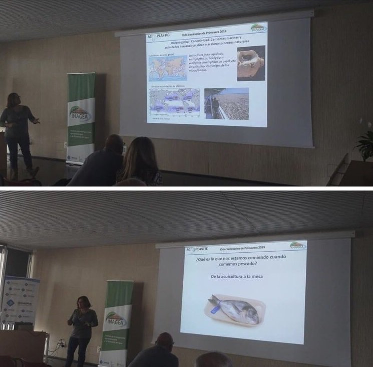 ieo_baleares's tweet photo. Nuestra compañera Elvira Álvarez participa en los #SeminariosPrimavera del @Inagea_es con la presentación del proyecto #ACUIPLASTIC que evalúa el impacto y los efectos de los plásticos derivados de la acuicultura en las redes tróficas marinas https://t.co/mQMHP611Kf