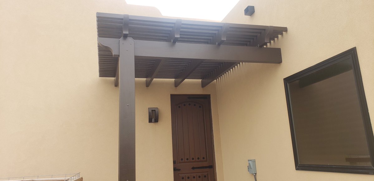 SuperiorPatio's tweet photo. Our Spanish Brown Pergola for a Spanish Style home  #outdoorliving #alumawood #superiorpatiocovers https://t.co/rDocFFHWeH