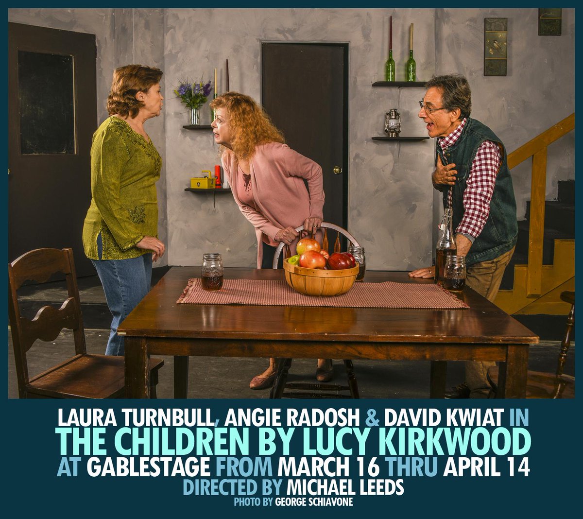 GroveStage's tweet photo. The New York Times (@nytimes) calls it “ASTONISHING & THRILLING! Bristling with chills and suspense!” THE CHILDREN by Lucy Kirkwood is now playing at @GableStage through April 14. Tickets & Information: https://t.co/ULSs8f3BlU or 305.445.1119 #GableStage #GroveStage https://t.co/GfQoGppAne