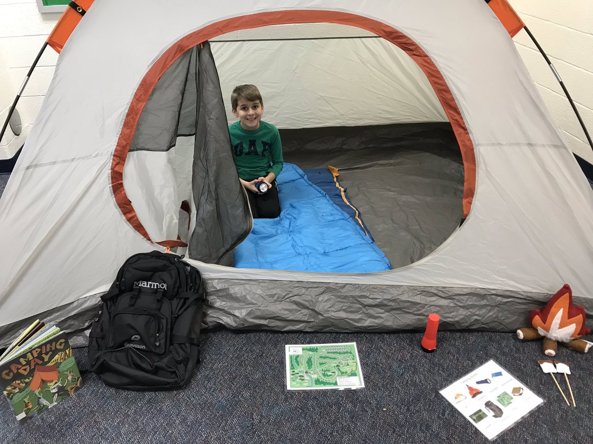 MrsAllenSLP's tweet photo. On Monday, our self-contained classes went camping! We read a story in our tent, had a campfire and made s’mores! @Tolbert_es #TolbertPPD #Tolbert19 #TolbertTweets #lcps19 https://t.co/zScpTWidKn