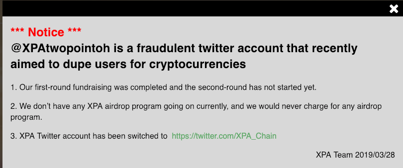 xpa_stabletoken's tweet photo. @XPAtwopointoh This is a scam. https://t.co/PkSQZVLCiO