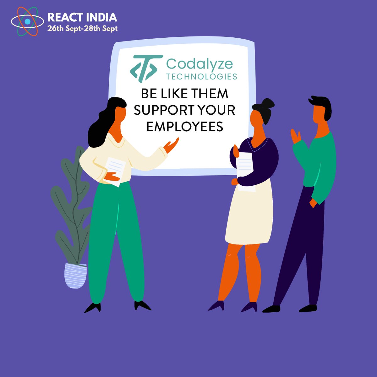 react_india's tweet photo. Thanks @codalyze for supporting your employees and contributing to @react_india  2019.Convince your boss to buy you a React India ticket - https://t.co/CkSu5Og77j https://t.co/6oL3r6I8ml