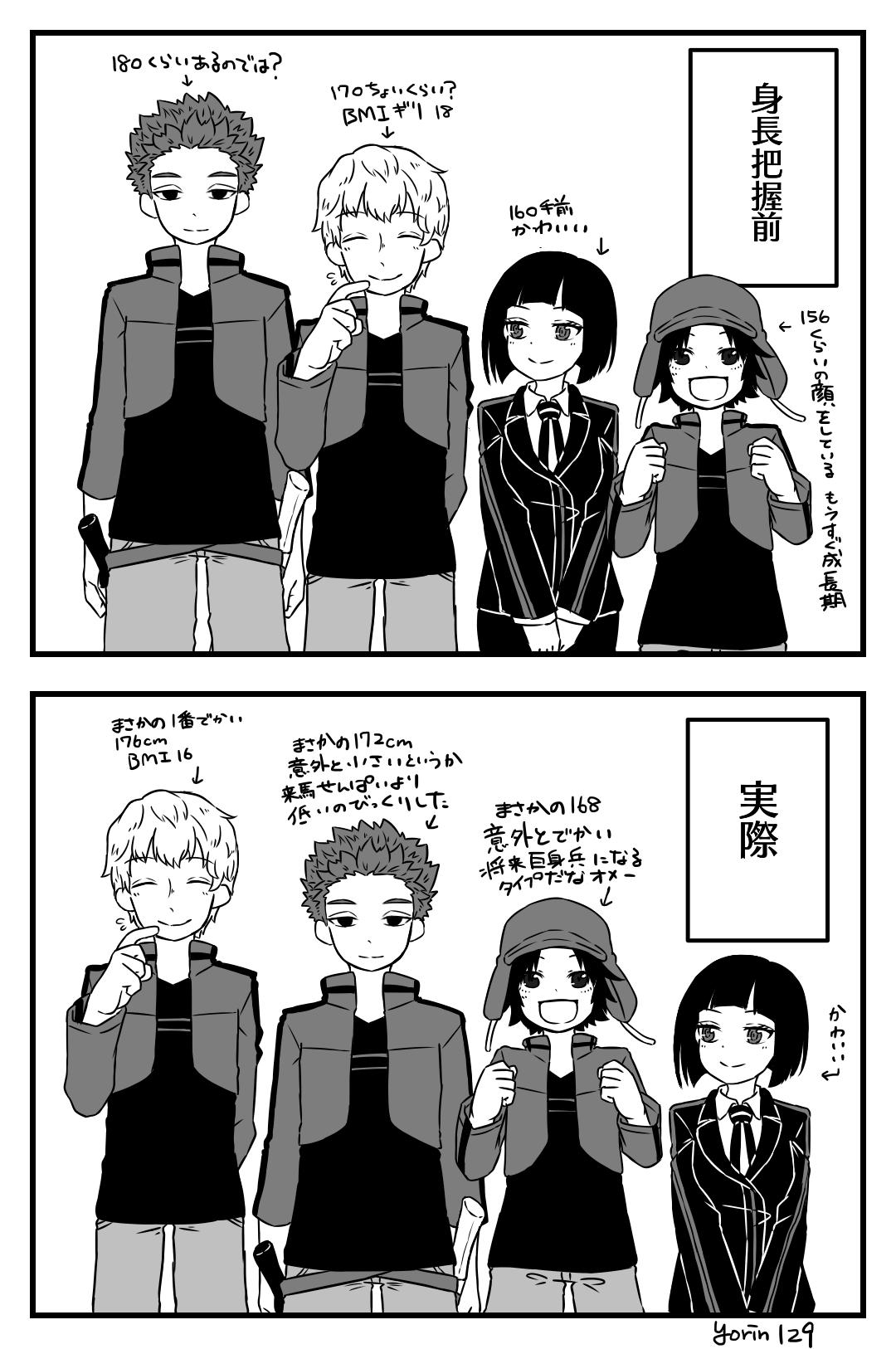 Twitter 上的 眠りの仙人 鈴鳴第一 身長のはなし 鋼が18歳男子で一番小さいのかわいいし太一は意外とでかい 将来180とかになる T Co K14rmqw8bv Twitter