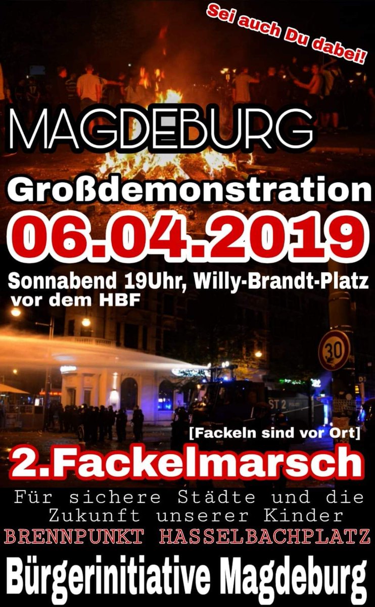 Christi21802507's tweet photo. 📢📢Nächste Woche ist es soweit📢📢

▶️Nochmal fleißig bitte überall TEILEN und Freunde einladen◀️

Großdemonstration Magdeburg am Samstag, den 06.04.2019
Treffpunkt: vor dem Hauptbahnhof um 19Uhr

#md0604 #Magdeburg #Deutschland #Demo #Demokratie #Europe https://t.co/mc5V9Zwas4