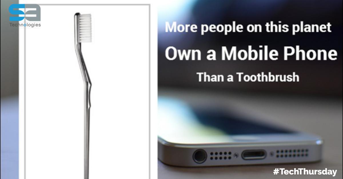 SATechDigital's tweet photo. #DidYouKnow: 6.8+ billion people on the planet and 4+ billion of them use a mobile phone.
Only 3.5 billion of them use a toothbrush. #TechThursday https://t.co/2R1s6nbW5I