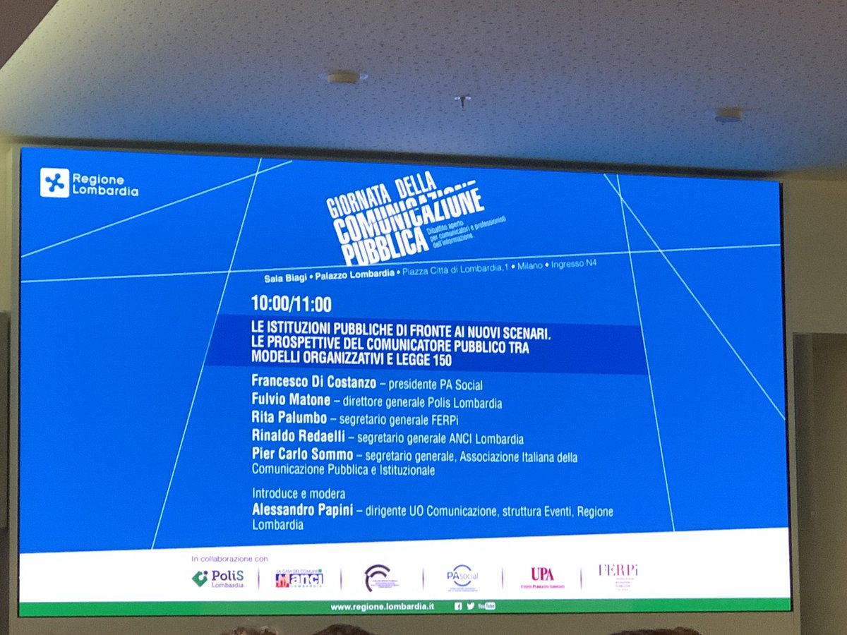 BorelloMarghe's tweet photo. @pisommo Solo una #comunicazione pubblica ben fatta può ricucire il rapporto tra cittadini e istituzioni. Importanza dell’inserimento nei prossimi anni di laureati in scienze della comunicazione nelle PA. @ComPubblica @RegLombardia #28Marzo2019 https://t.co/Rvws7T4Uu3