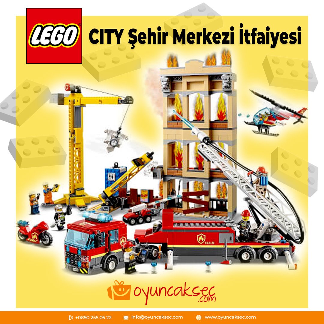 Yangın kurtarma kahramanlarıyla şehir merkezindeki heyecana sen de katıl! LEGO City Şehir Merkezi İtfaiyesi ile heyecan dolu bir güne merhaba… 👀 👀 İncelemek için 👉 ow.ly/bOt030odTKj linki ziyaret ediniz. @oyuncaksec #oyuncak #oyuncakseçimi #lego #legocity