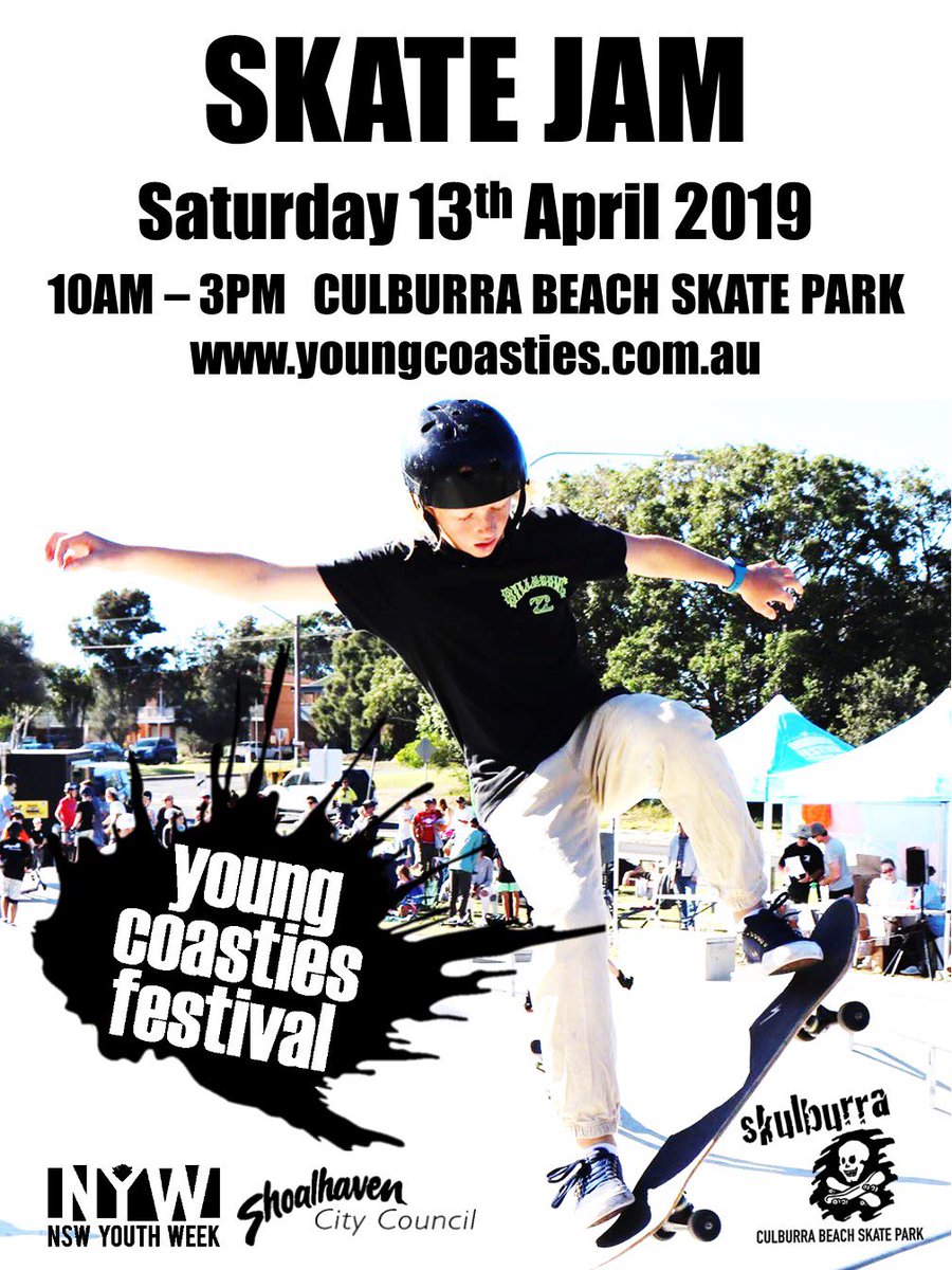 culburrafest's tweet photo. To celebrate NSW Youth Week get along to our youth driven Young Coasties Festival on Saturday 13 April 2019! It’s going to be rad!!!! #skatejam #locallivemusic #localyoungbands #kidstuff #foodtrucks https://t.co/QUoSYT4rEY