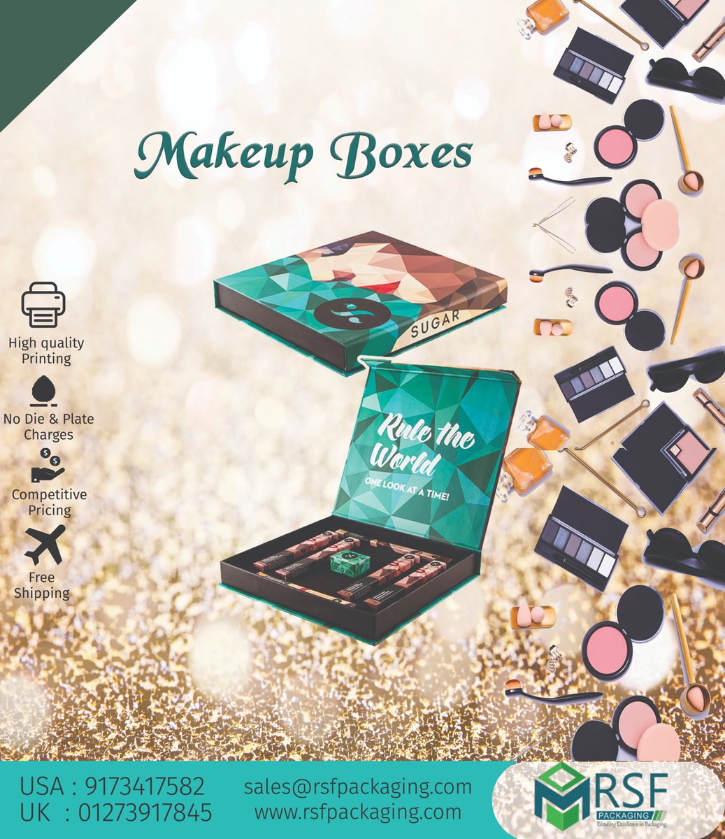 rsfpackagings's tweet image. Discover our top selection of makeup boxes at #RSFPackaging and easily keep all your makeup products in an organised manner. Enjoy FREE delivery at your doorstep. 
Order Now bit.ly/2X32MYb

#ThursdayThoughts #makeup #MakeupAddict #cosmetic
#DevinBooker #MakeupAddict