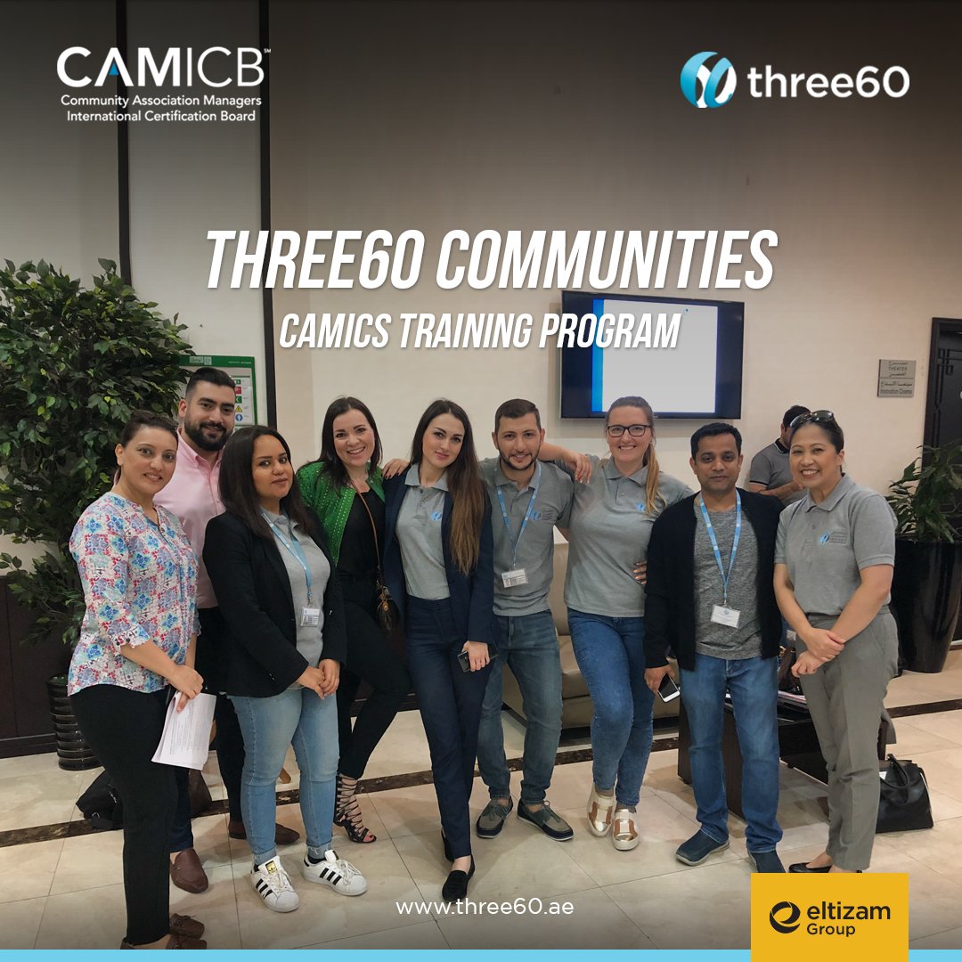 Eltizamgroup's tweet photo. As part of our continuous efforts in developing &amp; strengthening our employee's skills, Three60 Communities subsidiary company of Eltizam Group recently completed the CAMICB training program. 

#CAMICB #CMCA #Three60Communities #EltizamGroup #ExceptionalThree60 #ExceptionalEltizam https://t.co/zwz6IzhVWb