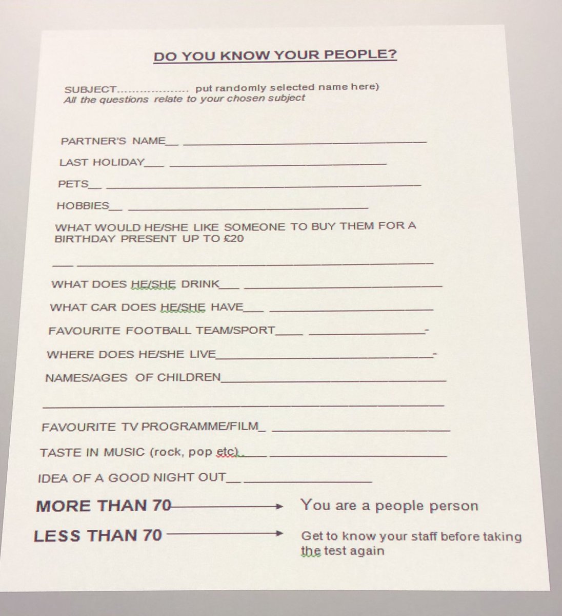 Printable Getting To Know Your Employees Questionnaire Template