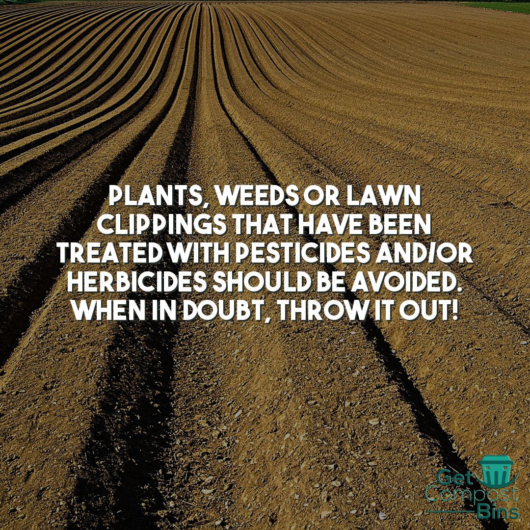 GetBins's tweet photo. Plants, weeds or lawn clippings that have been treated with pesticides and/or herbicides should be avoided. When in doubt, throw it out! #compost #composting  #garden #soil #environment #sustainability #growfood #organicgarden #raisedbedgarden #urbangardening #seeds #gardentips https://t.co/2e3pTT9jlI