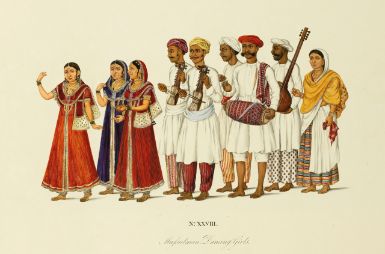 similar looking  #Nautch Party? change is in colour of cloths? that small girl is missing.company paintingc: sothebystaken frm pinterest