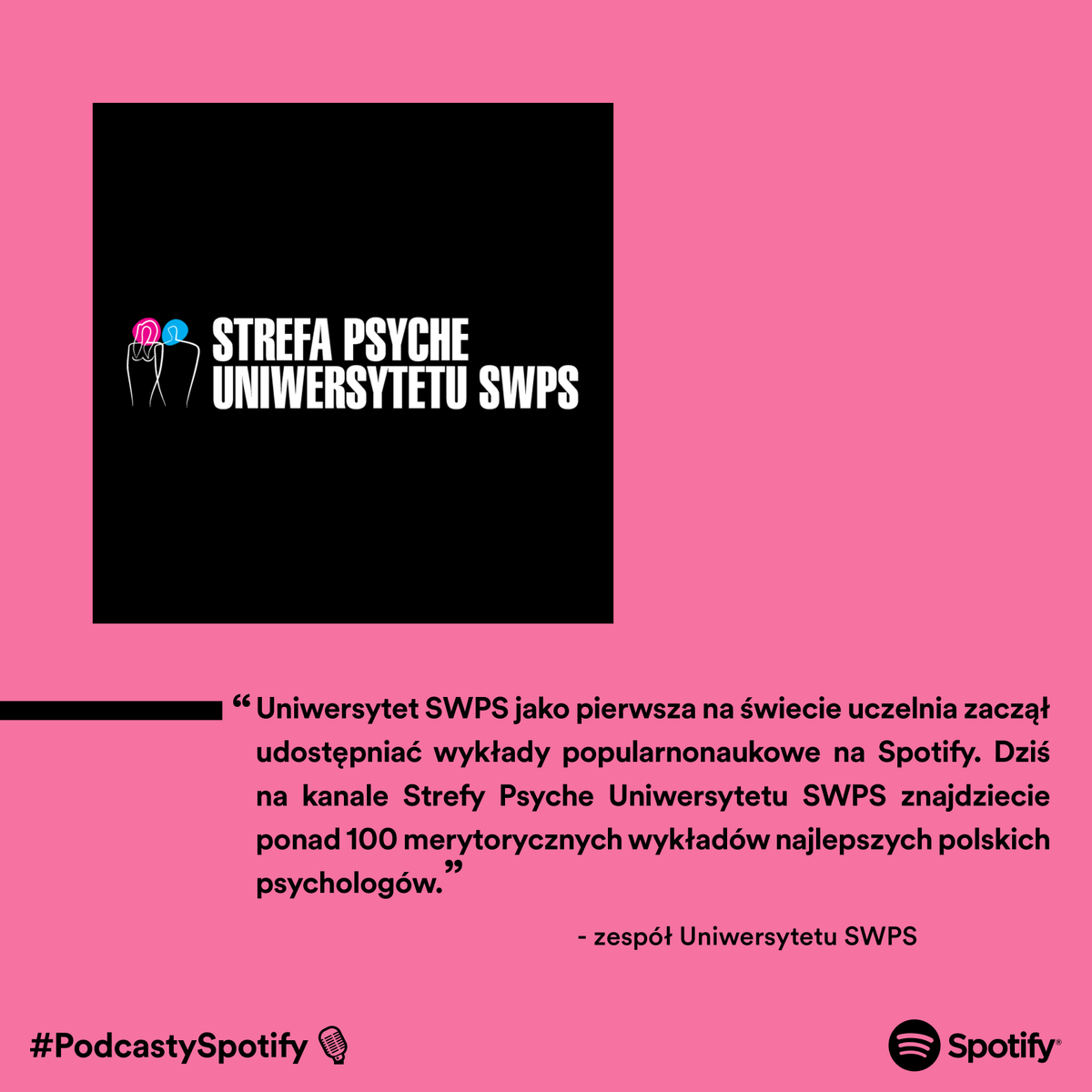 SpotifyPoland's tweet photo. Jak pokochać siebie? Jak radzić sobie ze stresem? Czym jest depresja? Uniwersytet SWPS już jakiś czas temu ruszył z projektem #StrefaPsyche i wyjaśnia zawiłości naszej psychiki 🧠 Posłuchajcie: https://t.co/rolceGD7R7 #PodcastySpotify https://t.co/3fPisI8Dxa