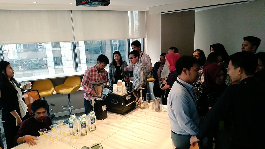EYIndonesia's tweet photo. What time is it? It's coffee o'clock time at #EYIndonesia! We had a special coffee brewing session by Handityo from Rumah Kopi Nusantara and Joe's coffee for the caffeine addicts. #LifeatEY https://t.co/9HtjIAAXpV