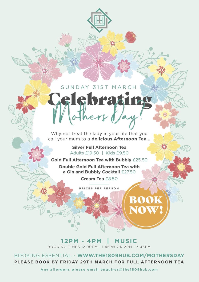 the1809hubevent's tweet photo. Only a few spaces left in our 2pm Mothers Day Afternoon Tea sitting this Sunday. There will be delicious savoury and sweet treats and live music from the amazing Sam Bushell!

To book hit the link in our bio or visit https://t.co/9Gwj0Z6Pn3 https://t.co/9B9SZb9BZE