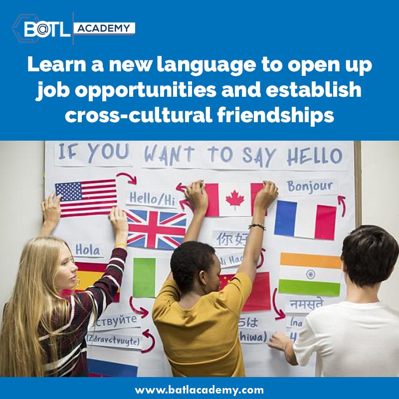 batl_academy's tweet image. Learn a new language to open up job opportunities and establish cross-cultural friendships.
batlacademy.com
#batlacademy
#LearnSpanish #SpeakFrench #LearnFrench #SpeakGerman #LearnGerman #SpeakrinMandarin #Mandarin #MandarinChinese #LearnMandarin  #BATL