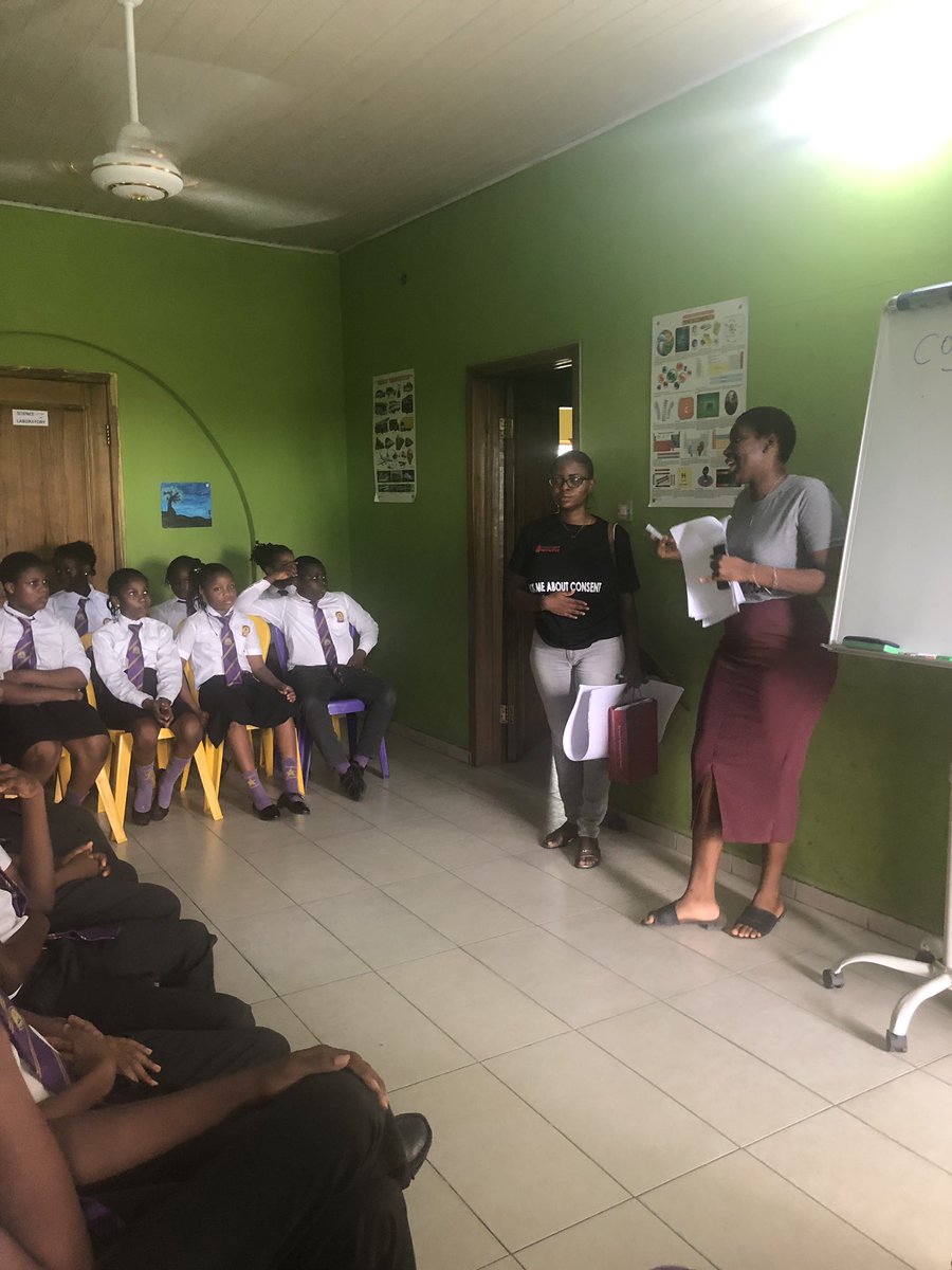 Chydee's tweet photo. Always excited to do this. #ConsentClass with @LadeKale and Titi at a Secondary School in Ajah. #HandsOff https://t.co/ezRjR12kfx