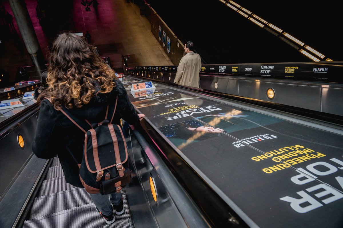 ExterionMediaUK's tweet photo. I think we can all agree that @FujifilmX_UK #NeverStop campaign at Canary Wharf is unmissable 📸
#ExterionMedia #StationDomination #OOH https://t.co/w9cYfjKKRC