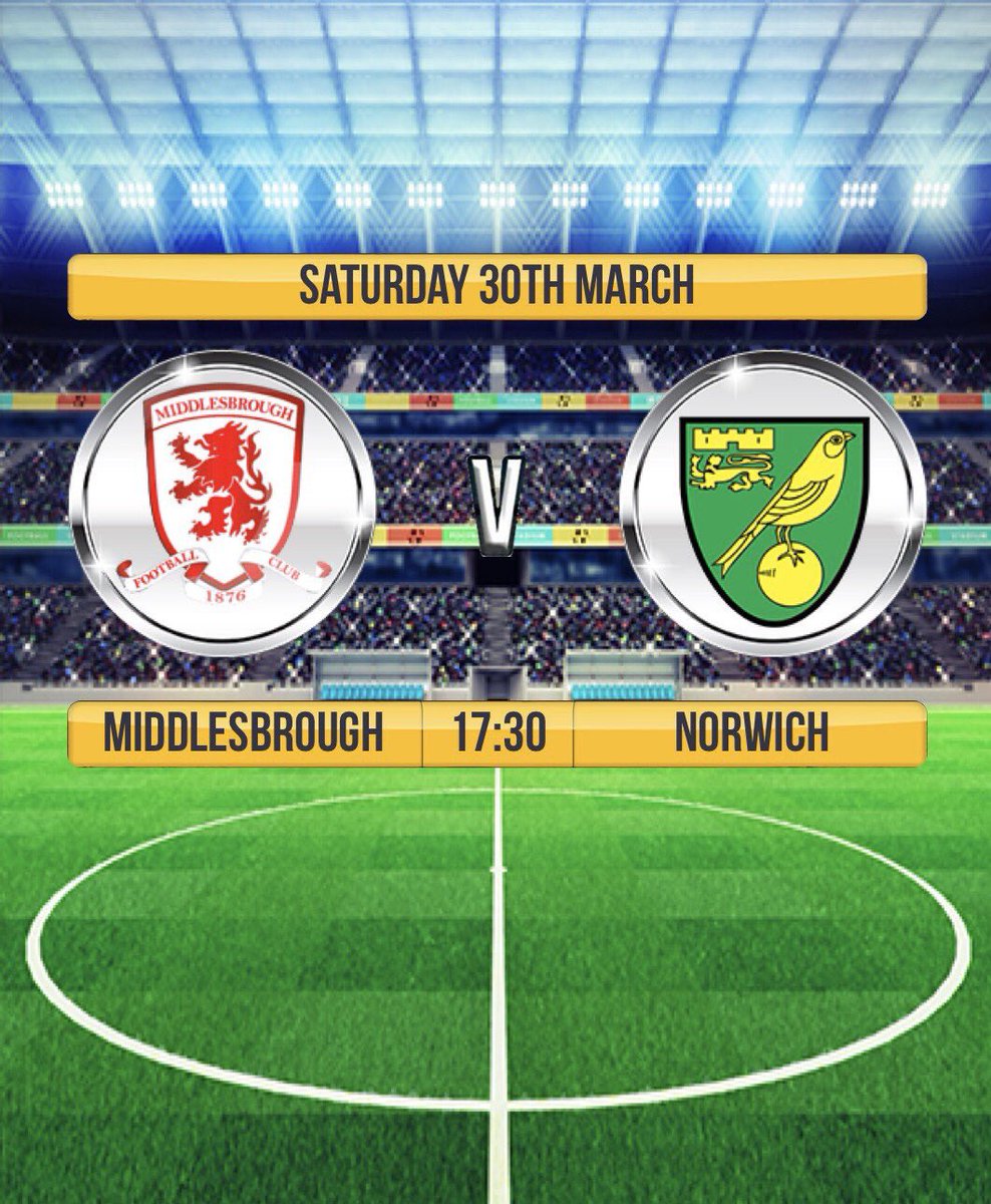 TheStarMbro's tweet photo. ➡️ @Boro 🆚 @NorwichCityFC ⬅️
📺 Live on all our screens, inc HD projector.
📆 Saturday 30th March
⌚️ 5:30pm kick off.

Let’s hope Boro can take all 3 points. 🔴
#Football #UTB #MFC https://t.co/spp9lOs5XC